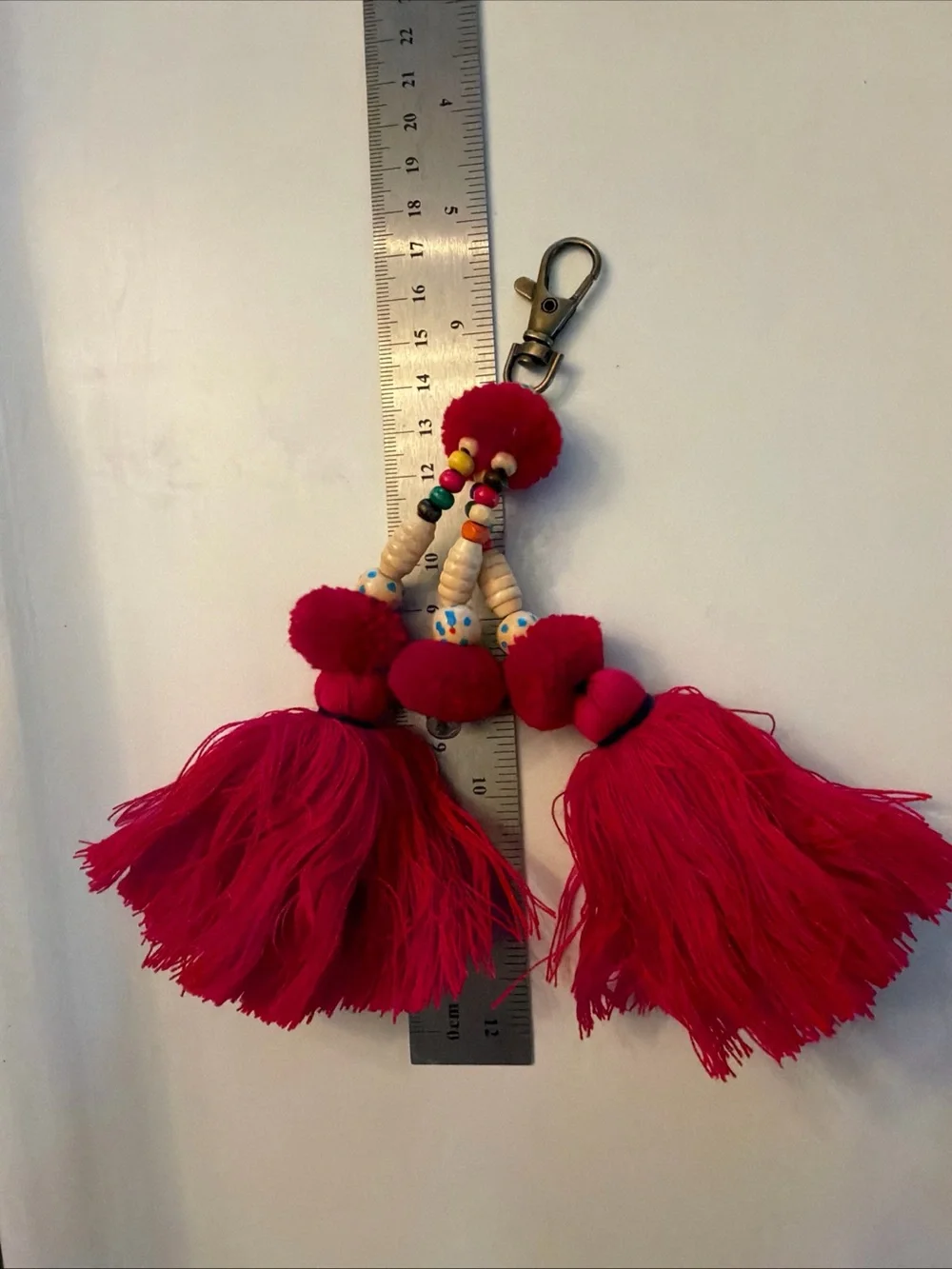Bright Pink Tassel Key & Card Holder Charm